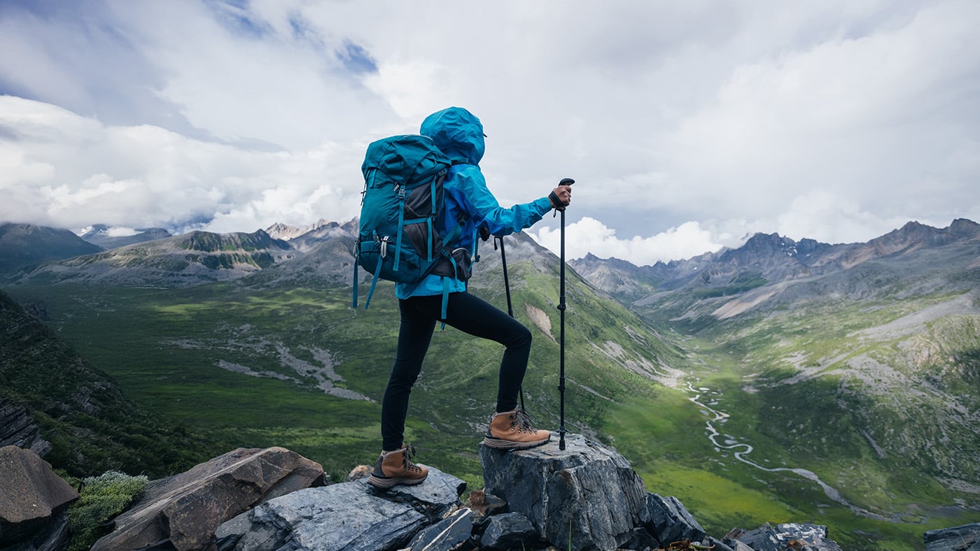Woman hiking in the mountains