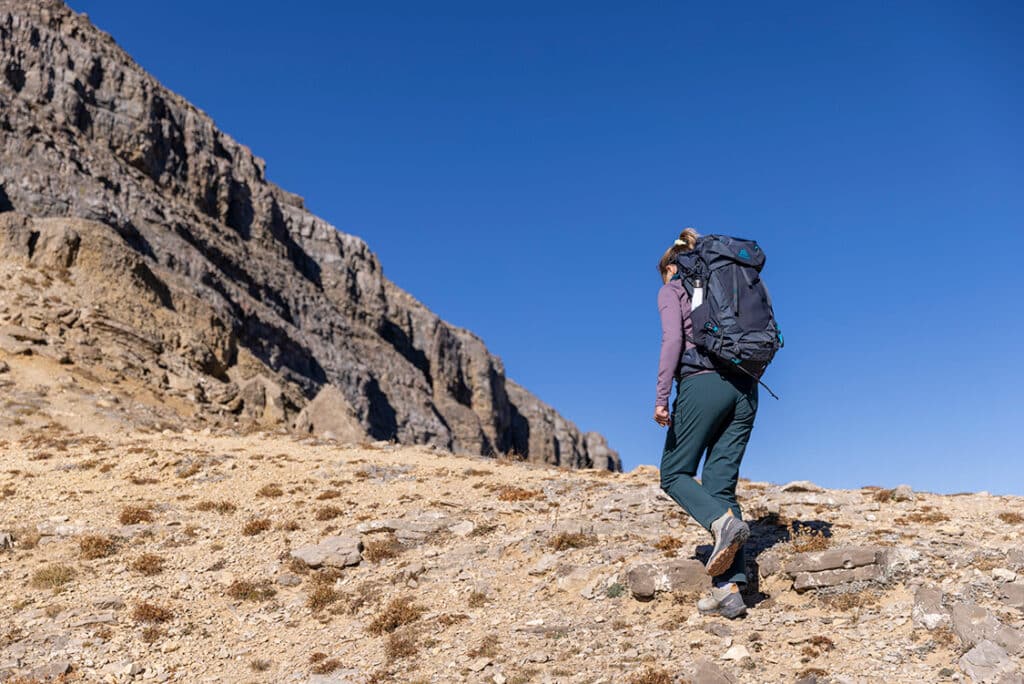 Woman hiking in mountains