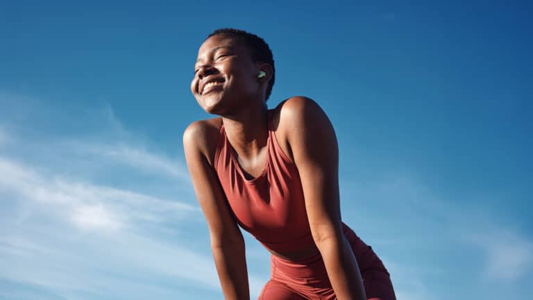 A young woman wearing breathable clothing